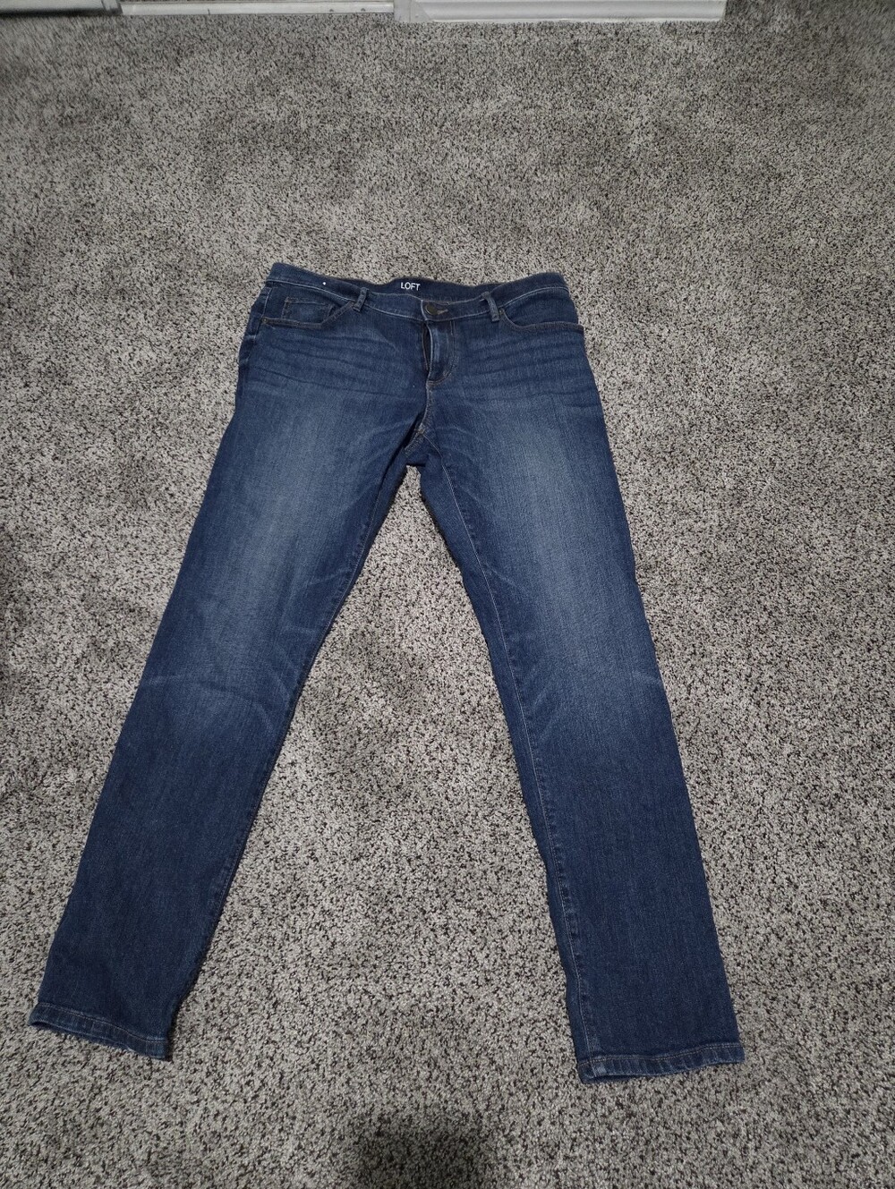 LOFT Dark Girlfriend Straight Leg Jeans